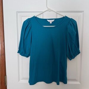 LC Lauren Conrad Blue Puff Sleeve Blouse
